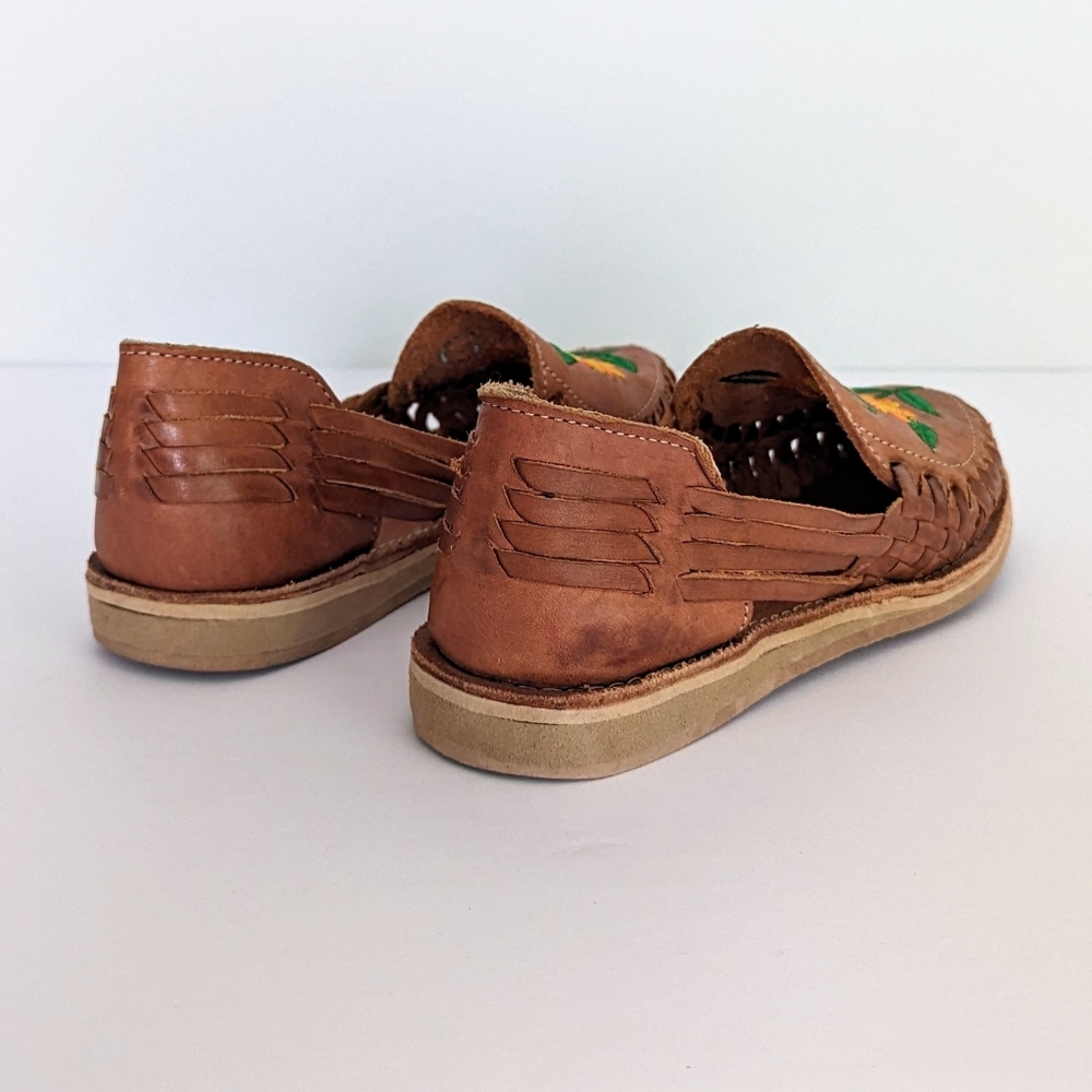 🇲🇽 Cacahi's Leather Huaraches With Sunflower Design Made In Mexico - Picture 7 of 12